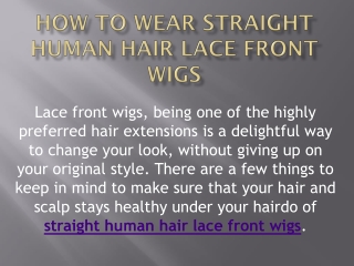 How to Wear Straight Human Hair Lace Front Wigs