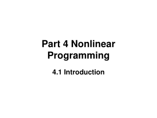 Part 4 Nonlinear Programming