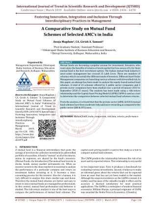 A Comparative Study on Mutual Fund Schemes of Selected AMC's In India