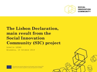 The Lisbon Declaration, main result from the Social Innovation Community (SIC) project