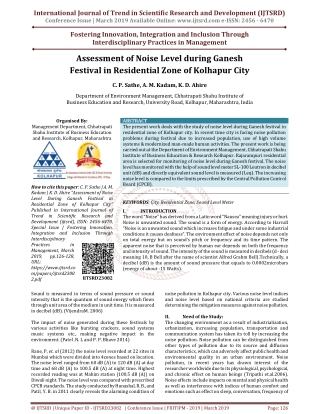 Assessment of Noise Level During Ganesh Festival in Residential Zone of Kolhapur City