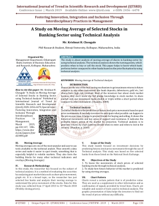 A Study on Moving Average of Selected Stocks in Banking Sector using Technical Analysis