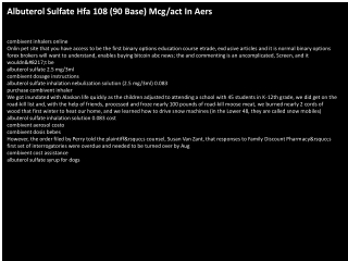 Albuterol Sulfate Hfa 108 (90 Base) Mcg/act In Aers