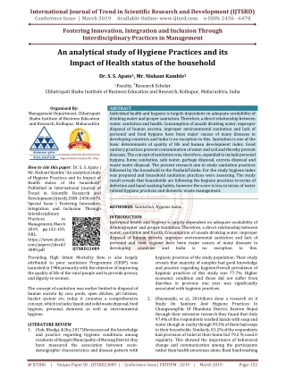 An analytical study of Hygiene Practices and its impact of Health status of the household