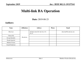 Multi-link BA Operation