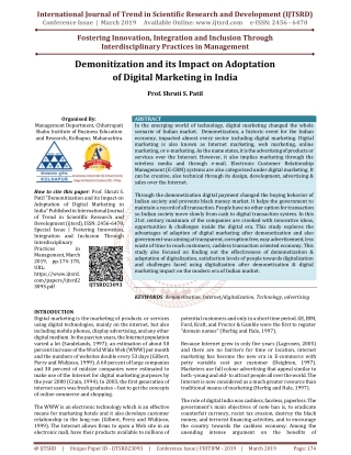 Demonitization and its Impact on Adoptation of Digital Marketing in India