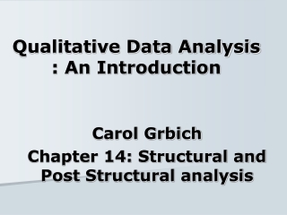 Qualitative Data Analysis : An Introduction