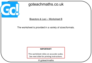 Bisectors &amp; Loci – Worksheet B The worksheet is provided in a variety of sizes/formats.