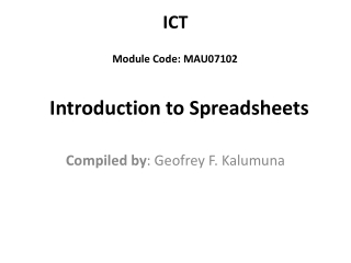 Introduction to Spreadsheets