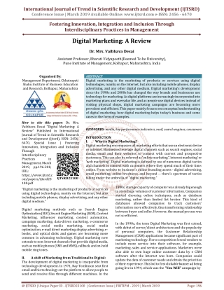 Digital Marketing A Review