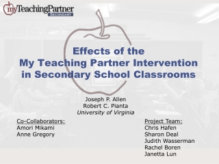 Effects of the My Teaching Partner Intervention in Secondary School Classrooms