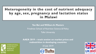 Yan Bai and William A. Masters Friedman School of Nutrition Science &amp; Policy Tufts University