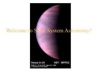 Welcome to Solar System Astronomy!