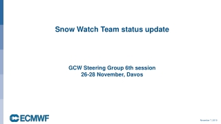 Snow Watch Team status update GCW Steering Group 6th session 26-28 November, Davos