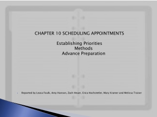 CHAPTER 10 SCHEDULING APPOINTMENTS Establishing Priorities Methods Advance Preparation