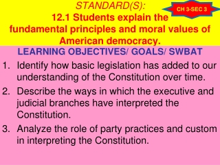 LEARNING OBJECTIVES/ GOALS/ SWBAT