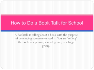 How to Do a Book Talk for School