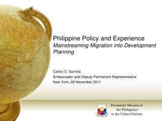 Philippine Policy and Experience Mainstreaming Migration into Development Planning