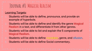 Journal #8: Magical Realism