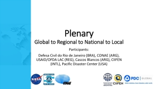 Plenary Global to Regional to National to Local