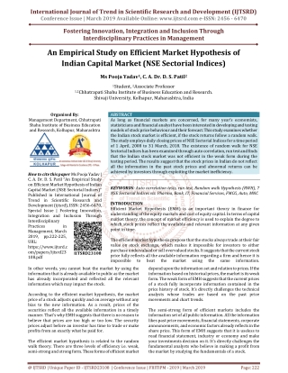 An Empirical Study on Efficient Market Hypothesis of Indian Capital Market NSE Sectorial Indices