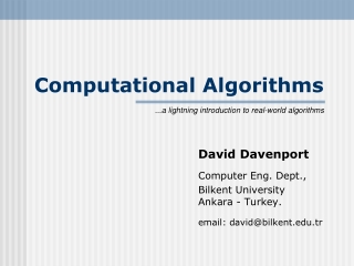 Computational Algorithms