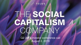 Q2 2019 investor conference call August 2, 2019