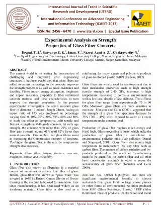 Experimental Analysis on Strength Properties of Glass Fiber Concrete