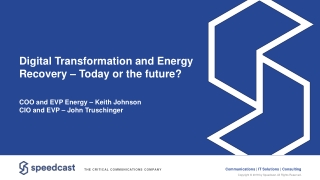 Digital Transformation and Energy Recovery – Today or the future?