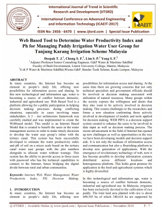 Web Based Tool to Determine Water Productivity Index and Ph for Managing Paddy Irrigation Water User Group for Tanjung K