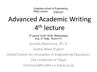 Advanced Academic Writing 4 th lecture