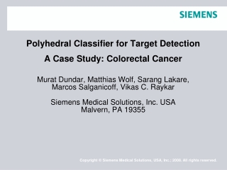 Polyhedral Classifier for Target Detection A Case Study: Colorectal Cancer