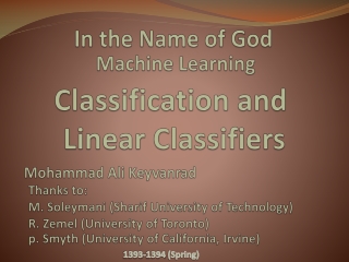 Classification and Linear Classifiers