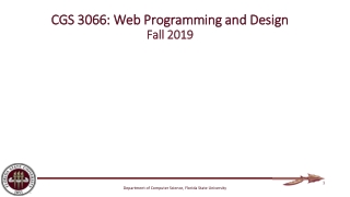 CGS 3066: Web Programming and Design Fall 2019