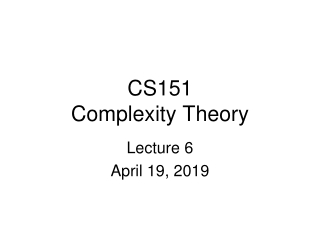 CS151 Complexity Theory