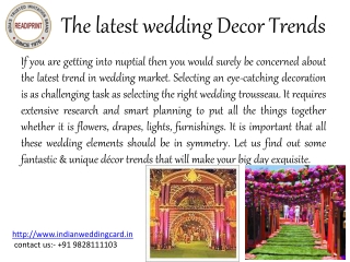 The latest wedding Decor Trends