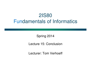 2IS80 Fun damentals of Informatics