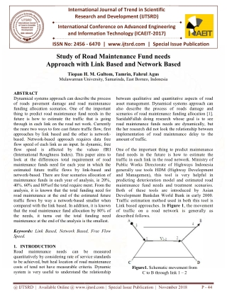 Study of Road Maintenance Fund needs Approach with Link Based and Network Based