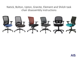 Natick, Bolton, Upton, Granite, Element and Shiloh task chair disassembly instructions