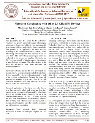 Networks Coexistence with other 2.4 GHz ISM Devices