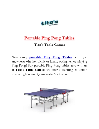 Get Portable Ping Pong Tables | Tito’s Table Games