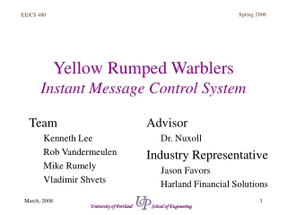 Yellow Rumped Warblers Instant Message Control System