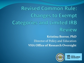 Revised Common Rule: Changes to Exempt Categories and Limited IRB Review