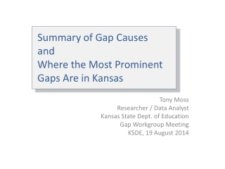 Summary of Gap C auses and Where the Most Prominent Gaps Are in Kansas