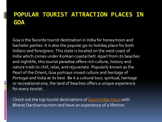 Popular Tourist Attraction Places in Goa