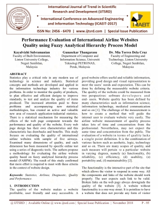 Performance Evaluation of International Airline Websites Quality using Fuzzy Analytical Hierarchy Process Model