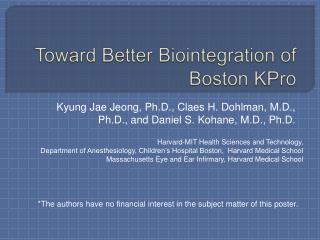 Toward Better Biointegration of Boston KPro