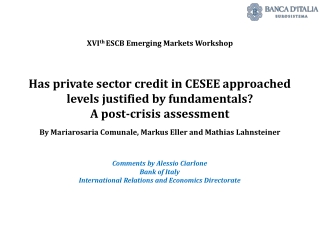 XVI th ESCB Emerging Markets Workshop