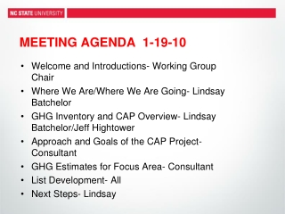 MEETING AGENDA 1-19-10