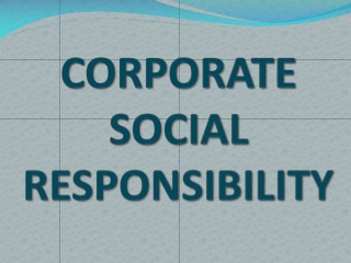 CORPORATE SOCIAL RESPONSIBILITY